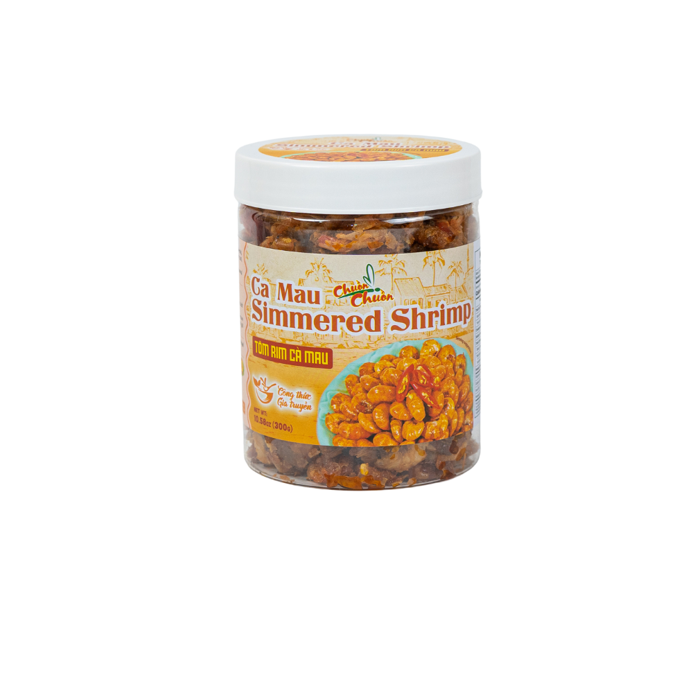 Ca Mau Simmered Shrimp (Tôm Rim Cà Mau): Succulent shrimp simmered in a flavorful sauce, capturing the rich seafood flavors of the Ca Mau region. Chuon Chuon Brand - powered by US Trading wholesale Asian Food distributor