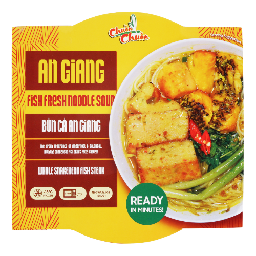 An Giang Fish Fresh Noodle Soup (Bún Cá An Giang): A fresh and flavorful noodle soup featuring fish and regional spices, capturing the authentic flavors of An Giang. Chuon Chuon Brand - powered by US Trading wholesale Asian Food distributor