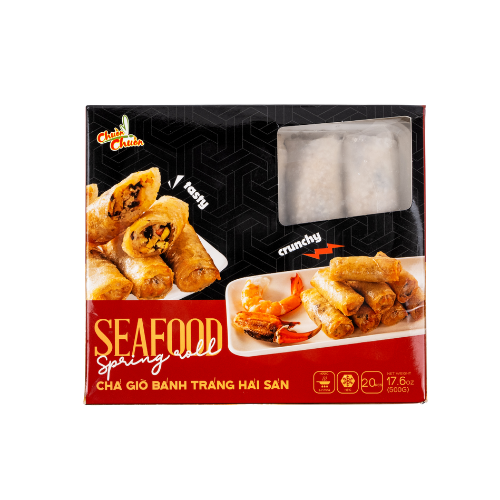 Seafood Spring Roll (Chả Giò Hải Sản): Crispy spring rolls filled with a flavorful mix of seafood, offering a delicious and crunchy appetizer or snack. Chuon Chuon Brand - powered by US Trading wholesale Asian Food distributor