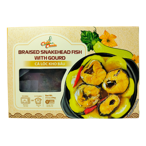 Braised Snakehead Fish With Gourd (Cá Lóc Kho Bầu): Chewy snakehead fish braised with tender gourd in a savory sauce, a comforting Vietnamese home-cooked dish. Chuon Chuon Brand - powered by US Trading wholesale Asian Food distributor