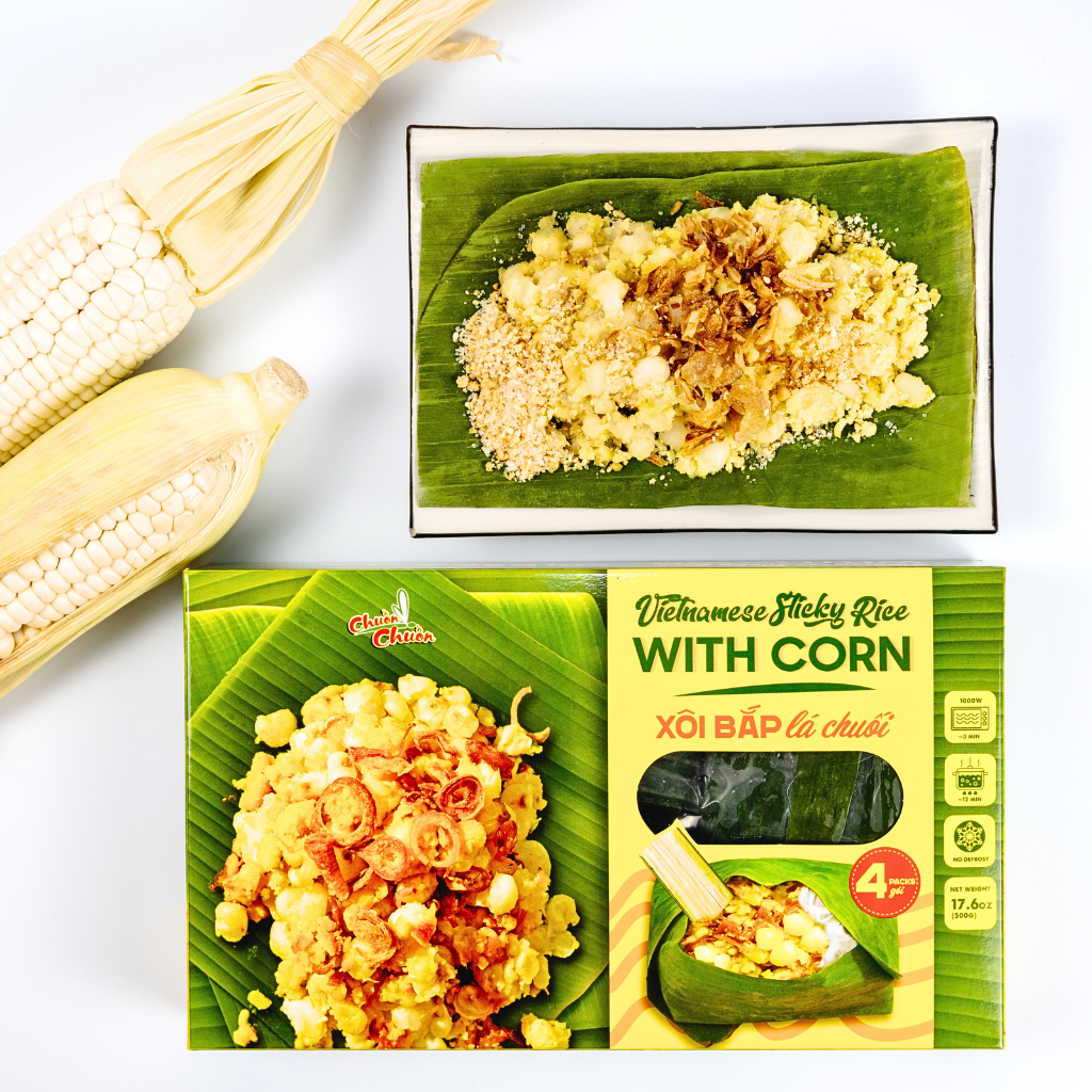 Vietnamese Sticky Rice With Corn // Xôi Bắp Lá Chuối - Chuon Chuon Eats