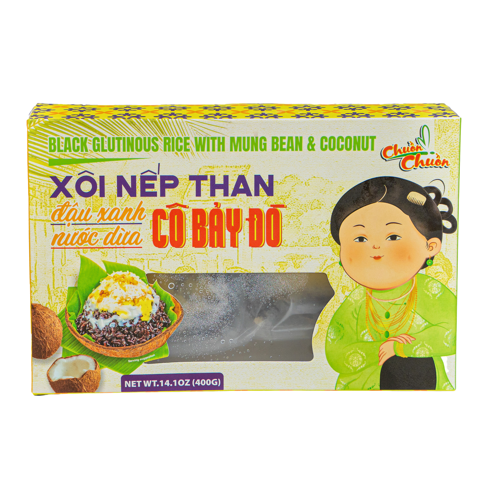 BLACK GLUTINOUS RICE WITH MUNG BEAN & COCONUT : Xôi Nếp Than Đậu Xanh Nước Dừa Cô Bảy Đò 4